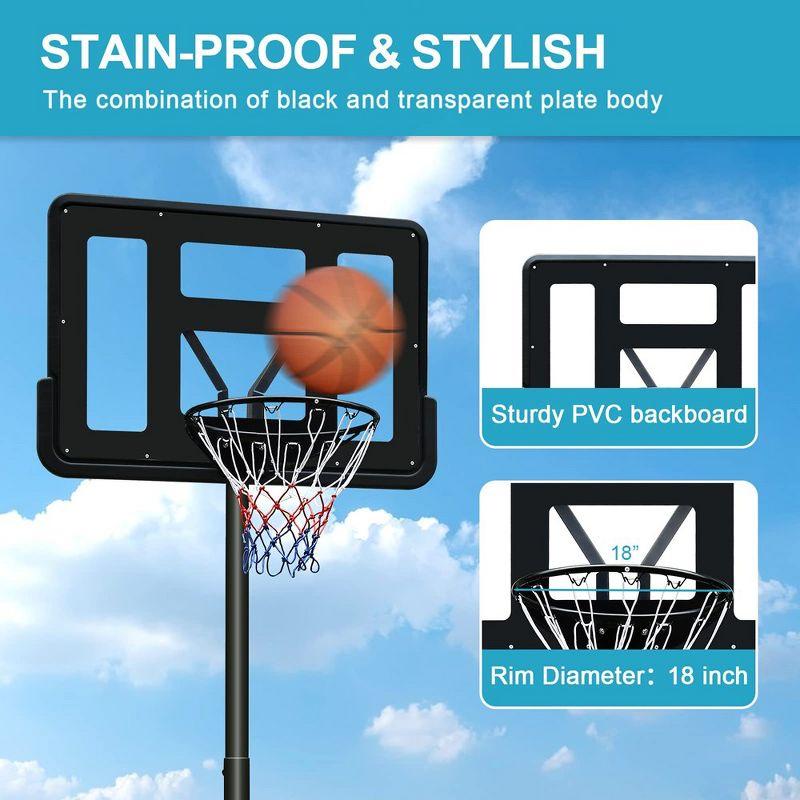 Portable Basketball System Basketball Hoop & Goal with 44" Backboard and Movable Wheels, 6.5-10ft Adjustable Height, for Kids, Teenagers, Adults