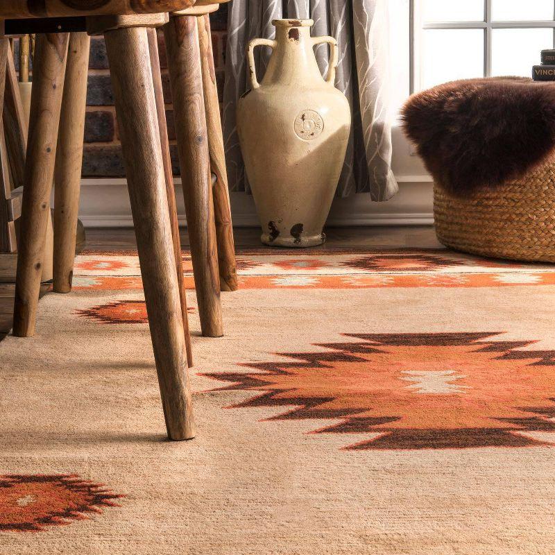 4'x6' Hand Tufted Shyla Area Rug Beige - nuLOOM: Wool, Bohemian Style, Medium Pile, Indoor Use