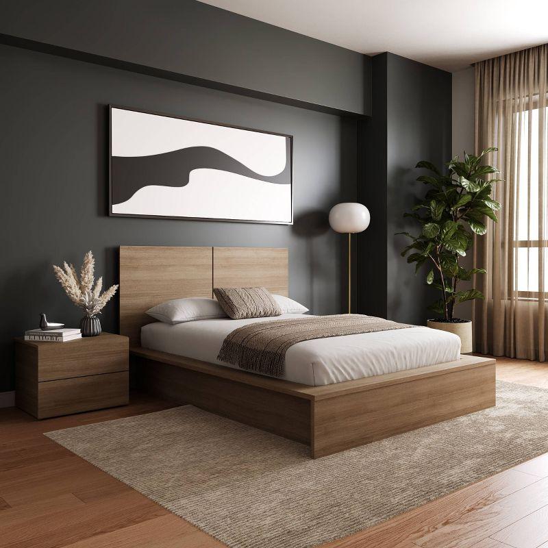 Nexera 3pc Full James Bedroom Set Brown Oak: Modern Style, Includes Nightstand & Headboard