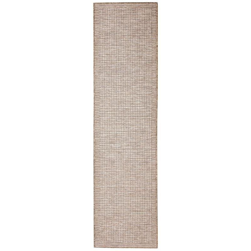 Ivory Basketweave Stripe Flatwoven Synthetic Indoor/Outdoor Rug