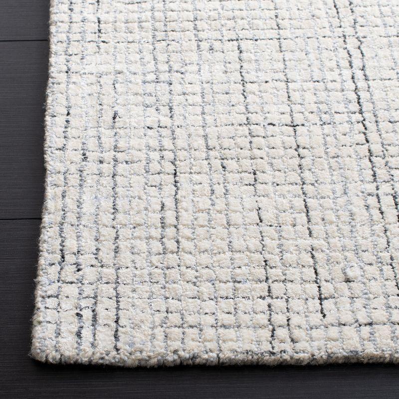 Ivory and Grey Square Hand-Tufted Wool Area Rug