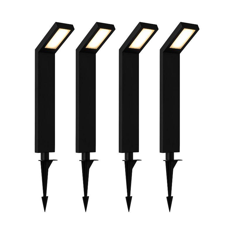 C Cattleya Low-voltage Black Aluminum Led Landscape Path Lights With Frosted Glass Shade(4-pack) (Set of 4)