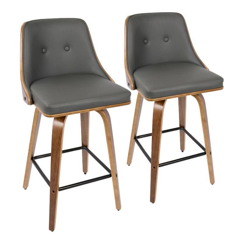 Gianna Gray and Walnut Swivel Counter Stools Set of 2