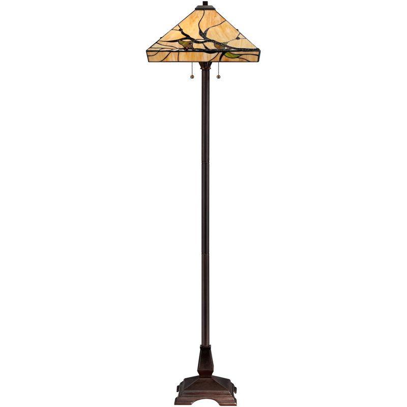 Robert Louis Tiffany Mission Floor Lamp 62" Tall Bronze Handcrafted Tiffany Style Stained Glass for Living Room Reading Bedroom (Colors May Vary)