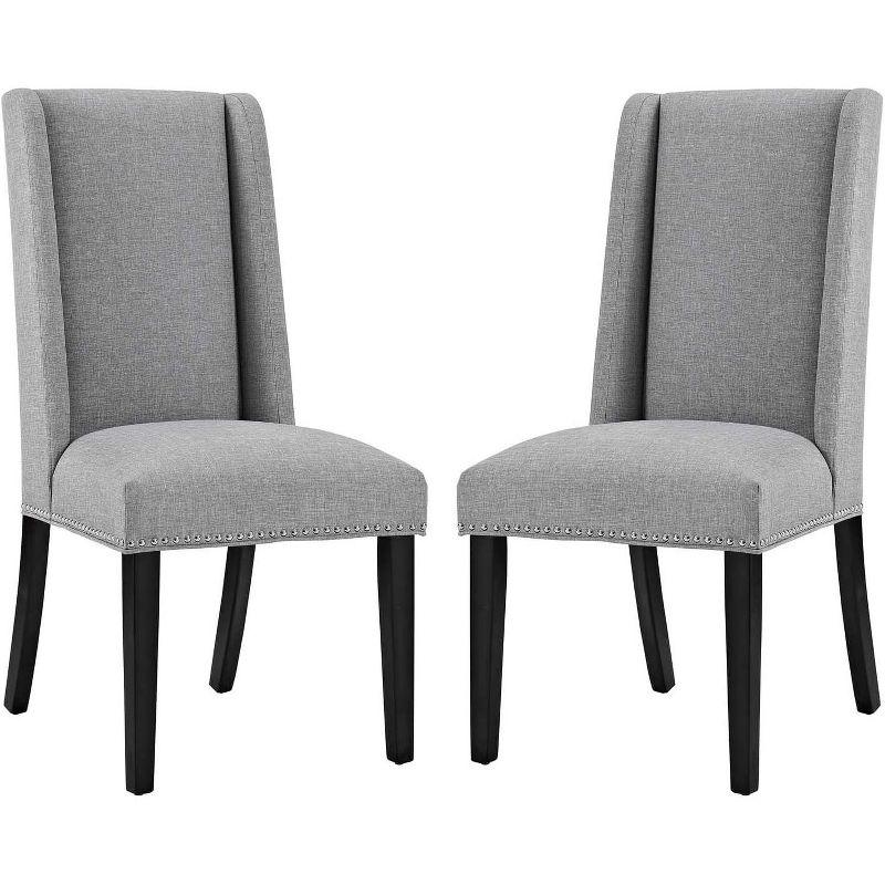 Modway Baron White Vinyl and Wood Frame Dining Chairs