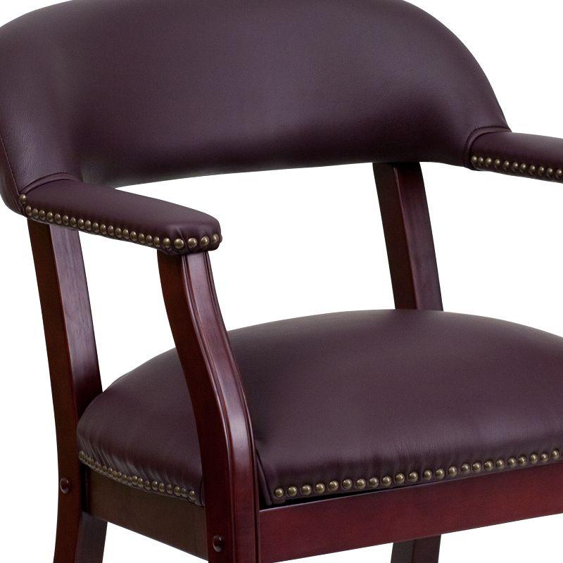 Elegant Burgundy LeatherSoft Conference Chair with Brass Accents