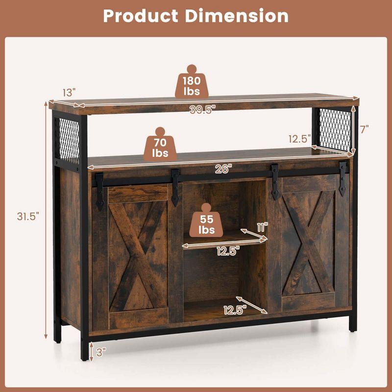 Costway Industrial Buffet Sideboard Cabinet with Spacious Table Top Adjustable Shelves