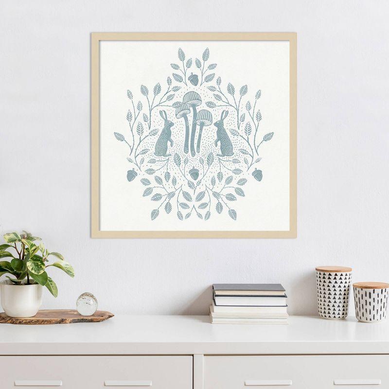 Svelte Natural Framed Rabbits and Mushrooms Graphic Art Print