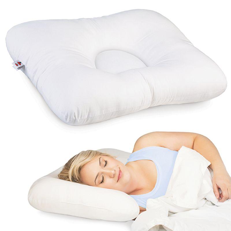 ErgoComfort White Polyester Cervical Support Pillow, Full Size