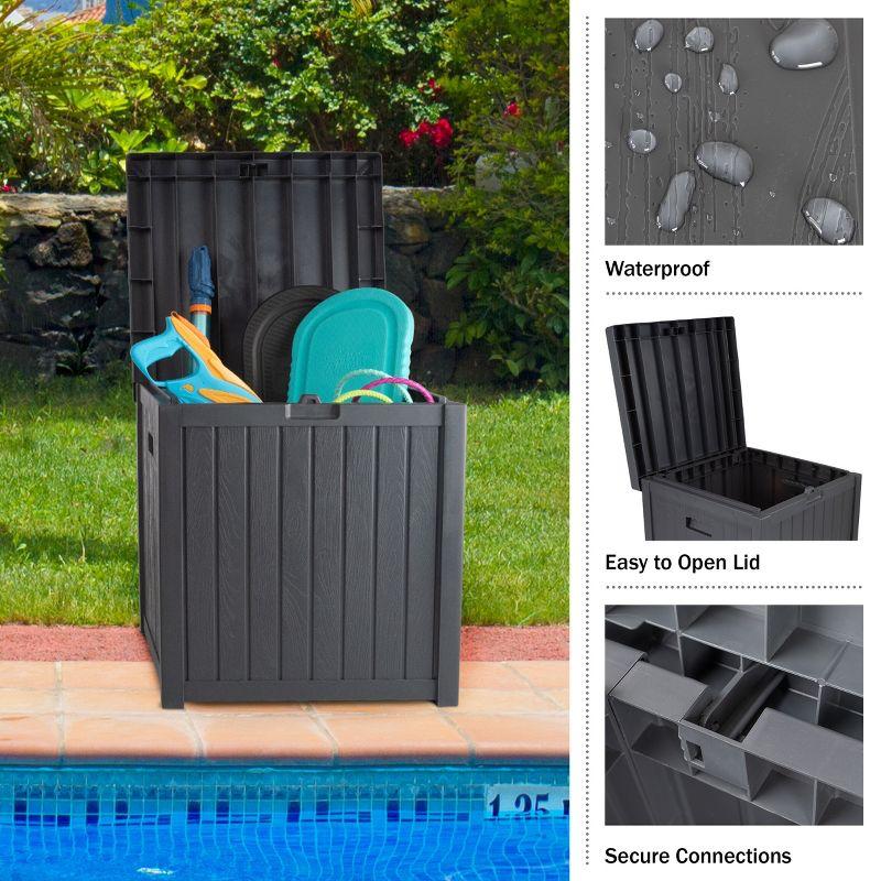 Storage Box - 50-Gallon Container for Patio Storage - Durable and Fade-Resistant Resin Deck Box - Outdoor Furniture by Pure Garden (Gray)