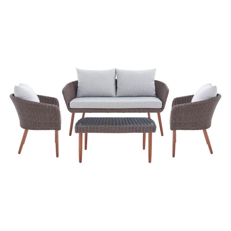 4pc All-Weather Wicker Athens Outdoor Conversation Set with 35" Coffee Table - Brown - Alaterre Furniture: Weather-Resistant Patio Ensemble