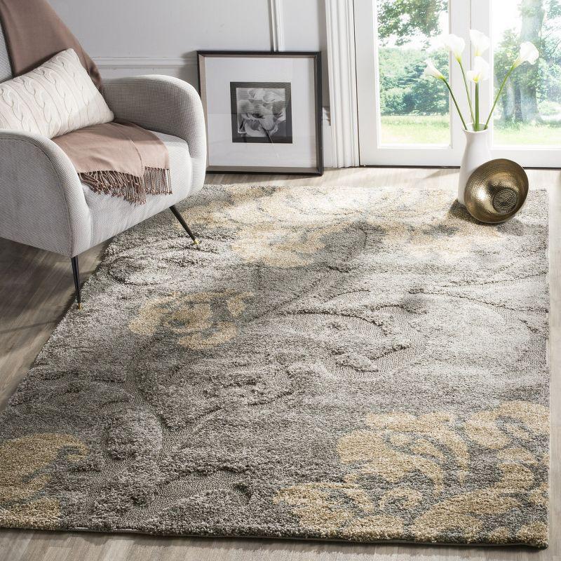 Florida Shag SG458 Power Loomed Indoor Area Rug - Grey/Beige - 5'3"x7'6" - Safavieh