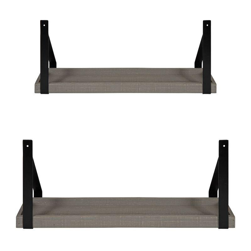 2pc Sudbury Wood and Metal Wall Shelf Set Gray - Kate & Laurel All Things Decor: Rustic Display Storage, Open Shelves