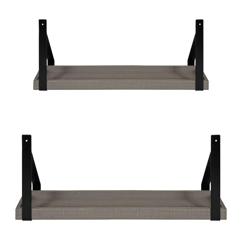 2pc Sudbury Wood and Metal Wall Shelf Set - Kate & Laurel All Things Decor