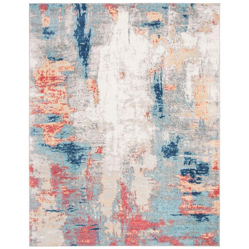 Jasper 8' x 10' Grey and Red Abstract Synthetic Rug