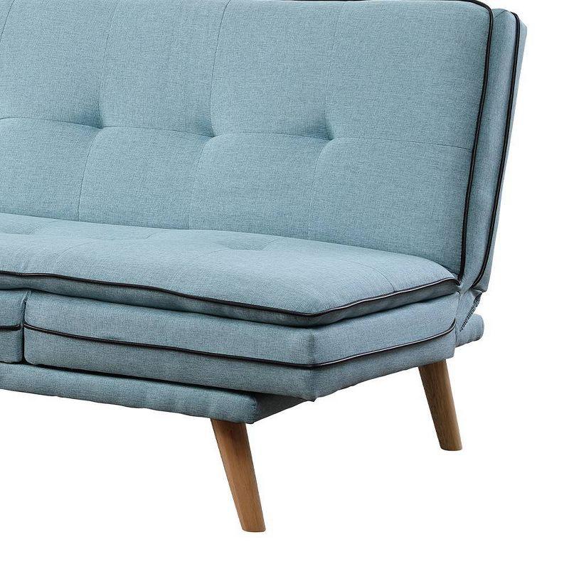 72" Savilla Sectional Sofa Blue Linen/Oak Finish - Acme Furniture: Adjustable, Tufted, with Pillow