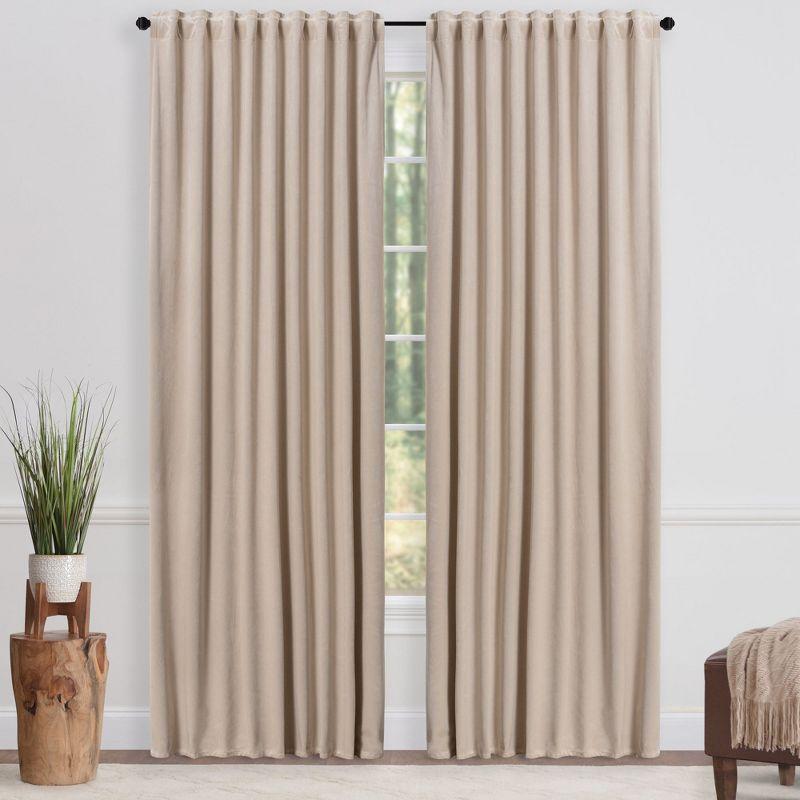 Chanasya 2pk Solid Velvet Room Darkening Blackout Privacy Window Curtain Panels - Set of 2 - 52 x 63 Inches Long - Beige