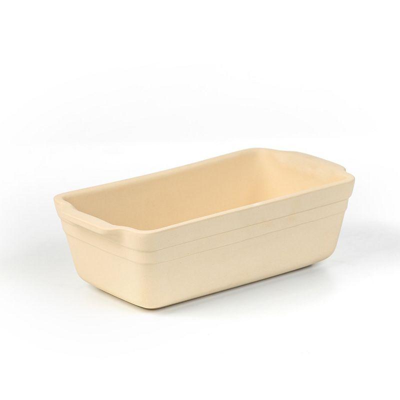 Beige Rectangular Stoneware Non-Stick Loaf Pan