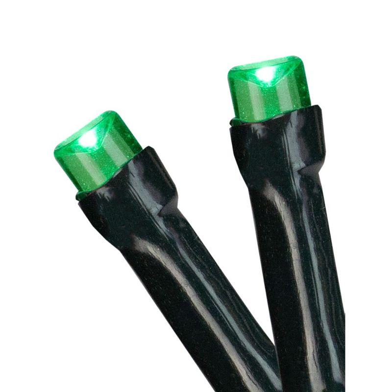 Battery Operated Green LED Christmas Tree Lights with Green Wire