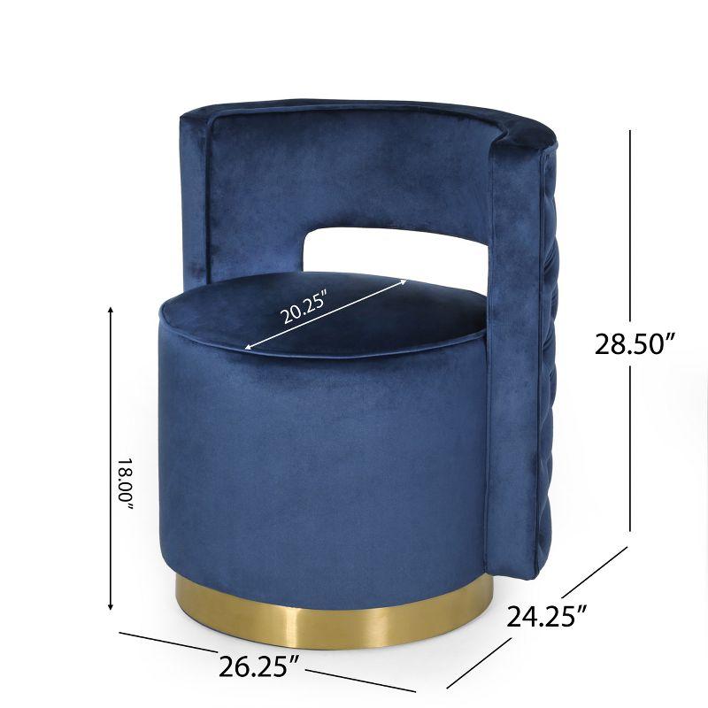 GDFStudio Freas Modern Open Back Velvet Swivel Club Chair, Cobalt