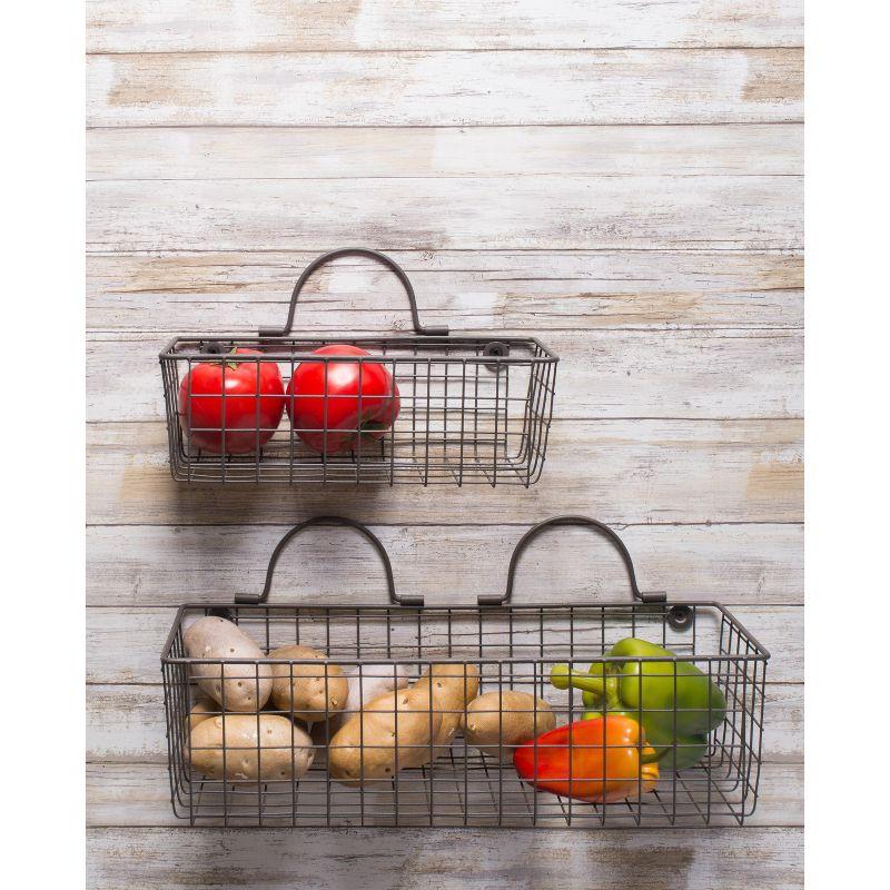 Asst Rustic Bronze Wire Wall Basket Set/2
