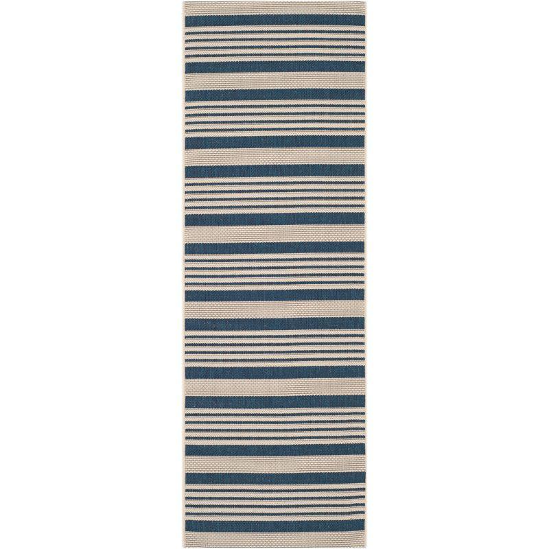 Courtyard CY6062 Power Loomed Indoor/Outdoor Runner Rug - Navy/Beige - 2'3"x10' - Safavieh.