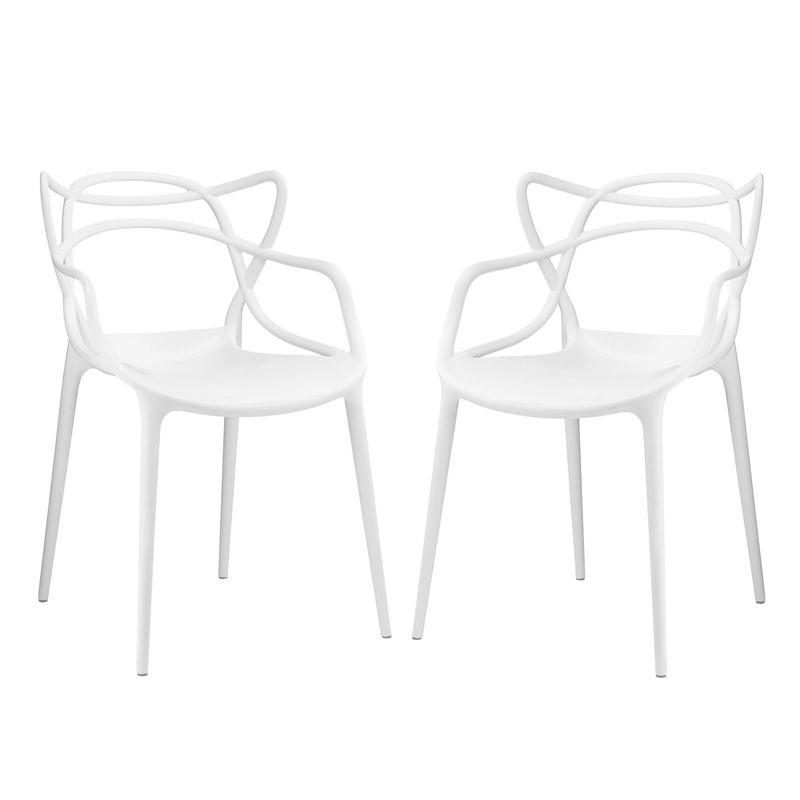 Entangled Modern White Plastic Armchair Set