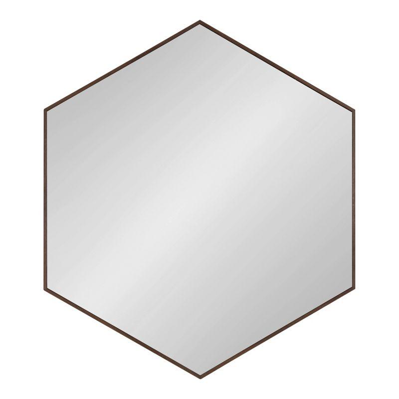 30.75" x 34.75" Rhodes 6 Sided Hexagon Wall Mirror Walnut Brown - Kate and Laurel: Modern, No Assembly, Wall Mount