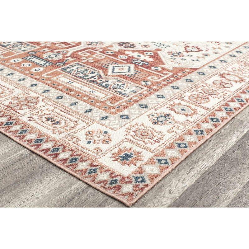 Rectangular Red Stain-Resistant Synthetic Area Rug 2'6 x 4'