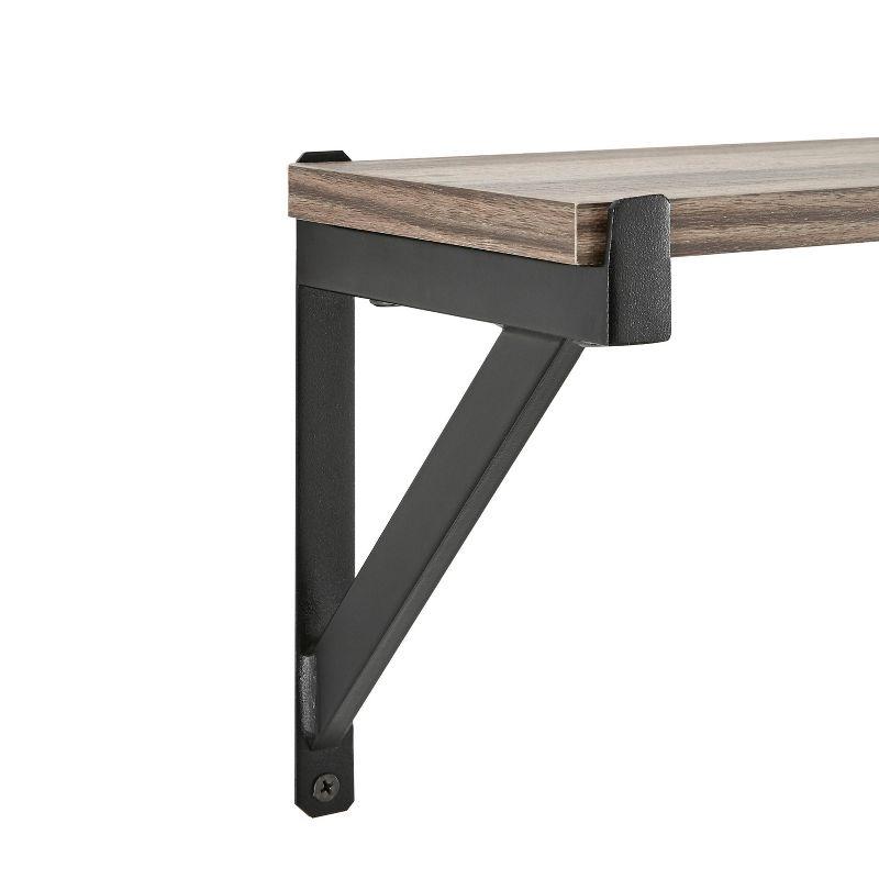 Genoa Wall Shelf on Triangular Metal Bracket Black/Rustic - Danya B.