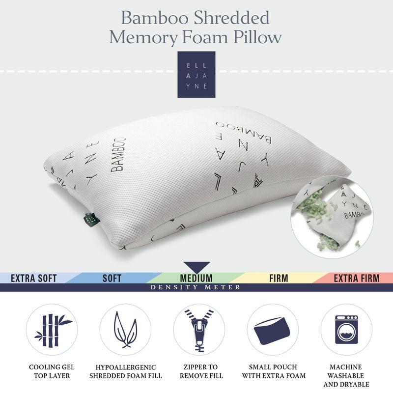 Standard/Queen White Bamboo Memory Foam Pillow with Adjustable Density