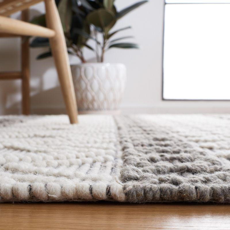 Ivory and Charcoal Hand-Tufted Wool Square Rug