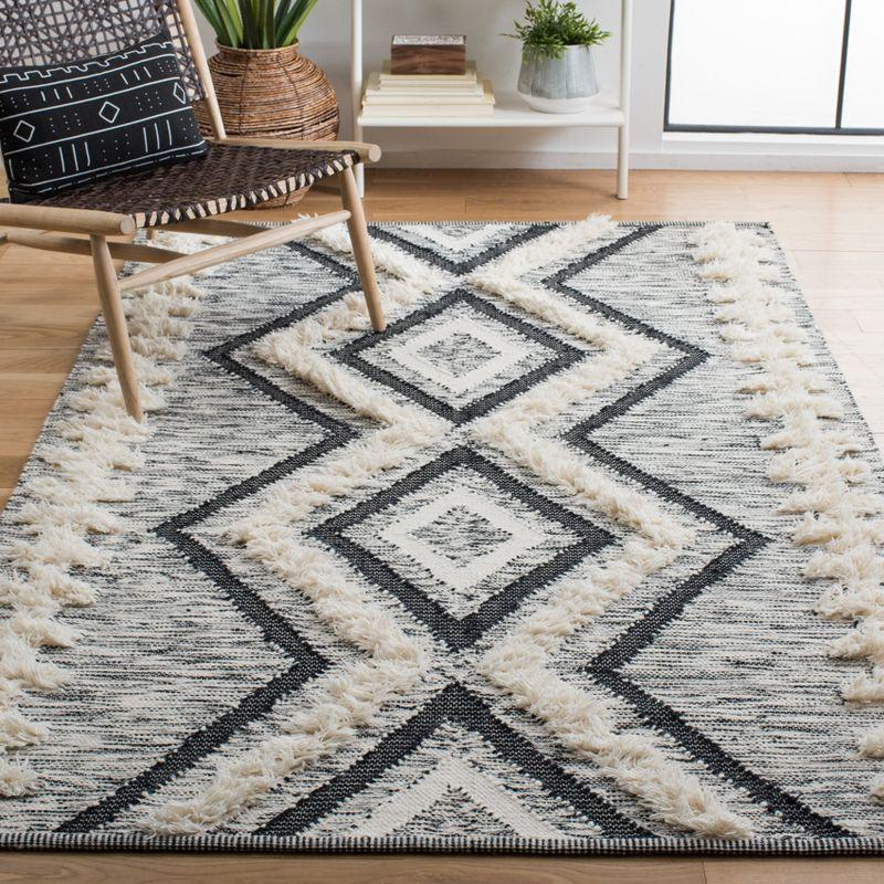 Kenya Tribal Luxe Hand-Knotted Black Wool 9' x 12' Area Rug