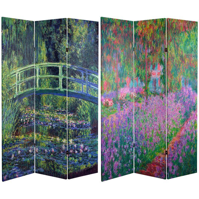 6 ft Tall Double Sided Monet Canvas Room Divider