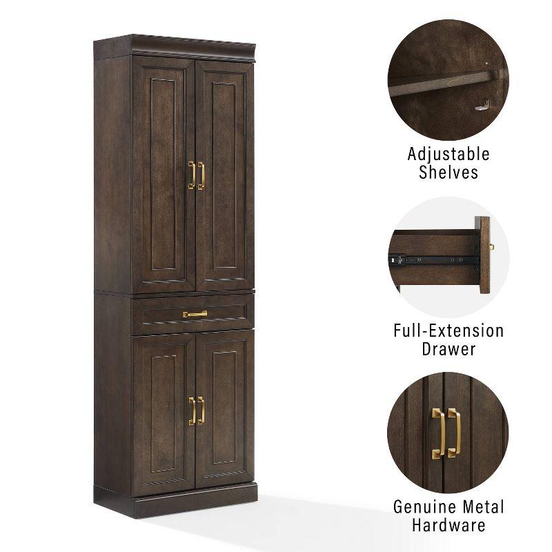 Crosley 78" Stanton Kitchen Storage Pantry Cabinet Coffee: Modular Design, 5 Adjustable Shelves, Wood Veneer