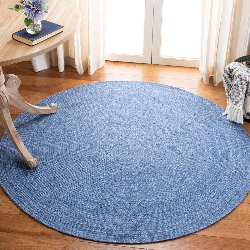 Braided BRD800 Hand Woven Area Rug - Blue - 8' round - Safavieh.
