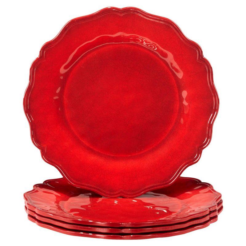 Red Crackle Set of 4 Dinner Plate 11" (Set of 4)