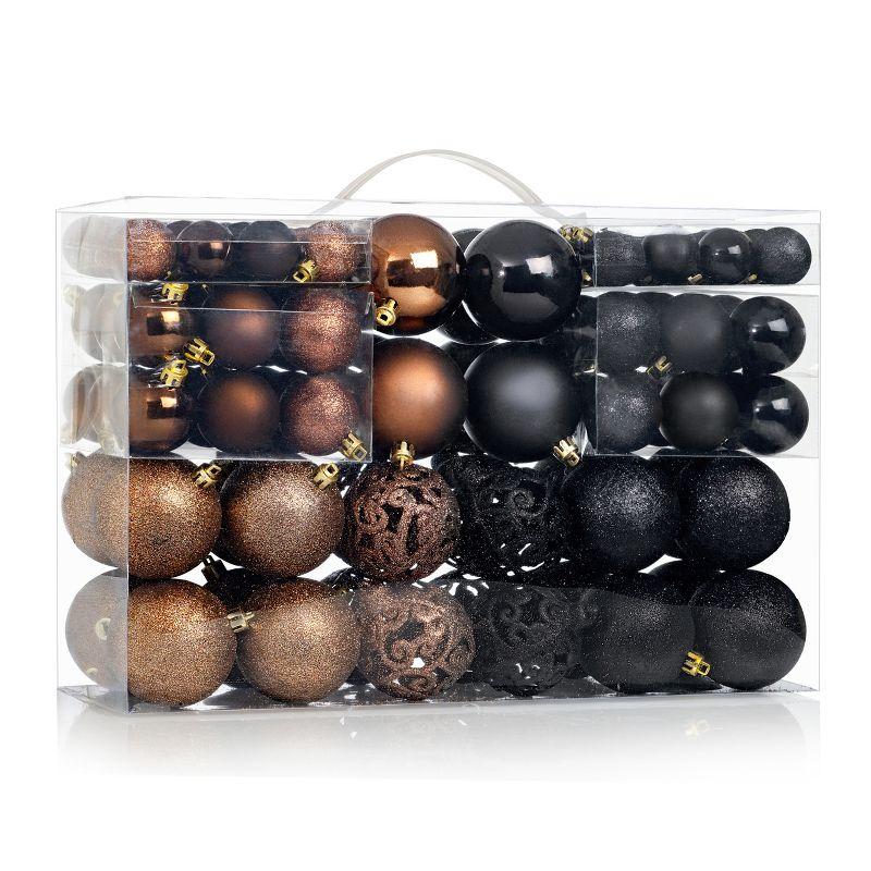 100-Pack Black and Brown Shatterproof Christmas Ornament Balls