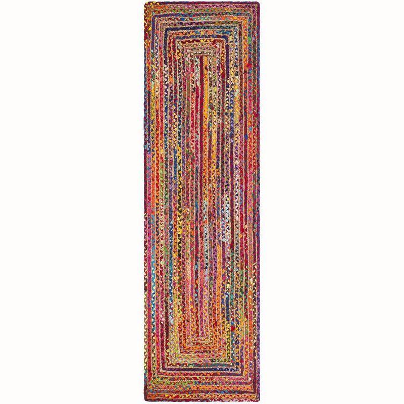 Handwoven Boho Chic Red & Multi Stripe Wool-Cotton Area Rug - 27"x12"