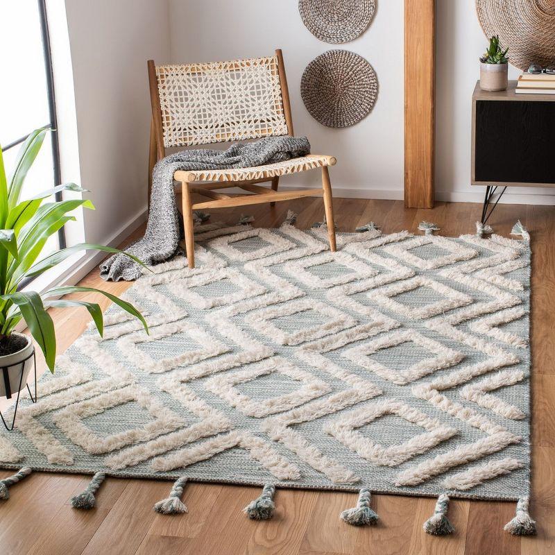Kenya KNY331 Hand Tufted Area Rug - Aqua/Ivory - 6'x9' - Safavieh.
