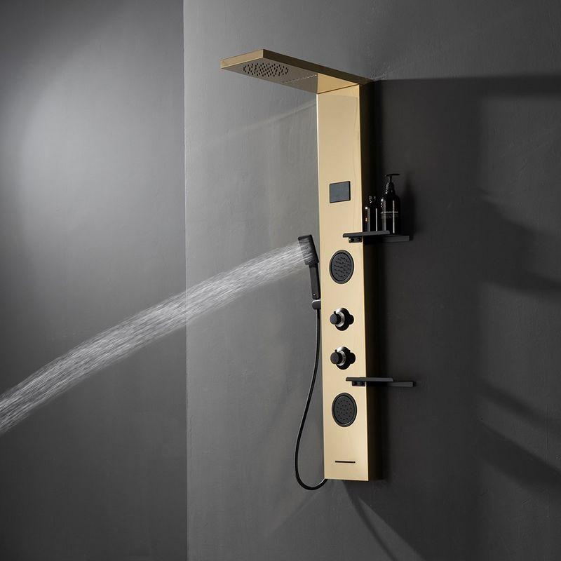 BWE 2-Jet Rainfall Shower Panel System with Rainfall Shower Head, Shelf, STub Spout and LED Light