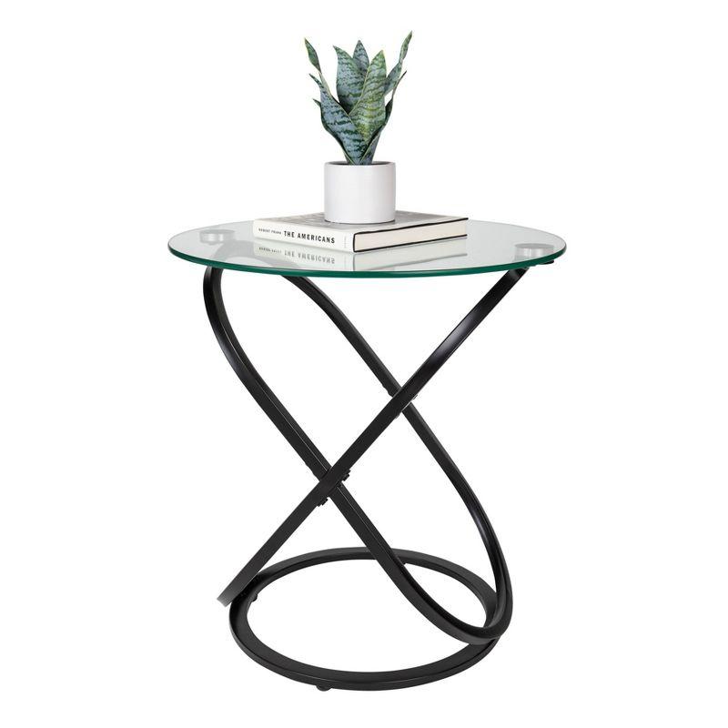 20.5" Round Galaxy Clear Tempered Glass End Table - Danya B.