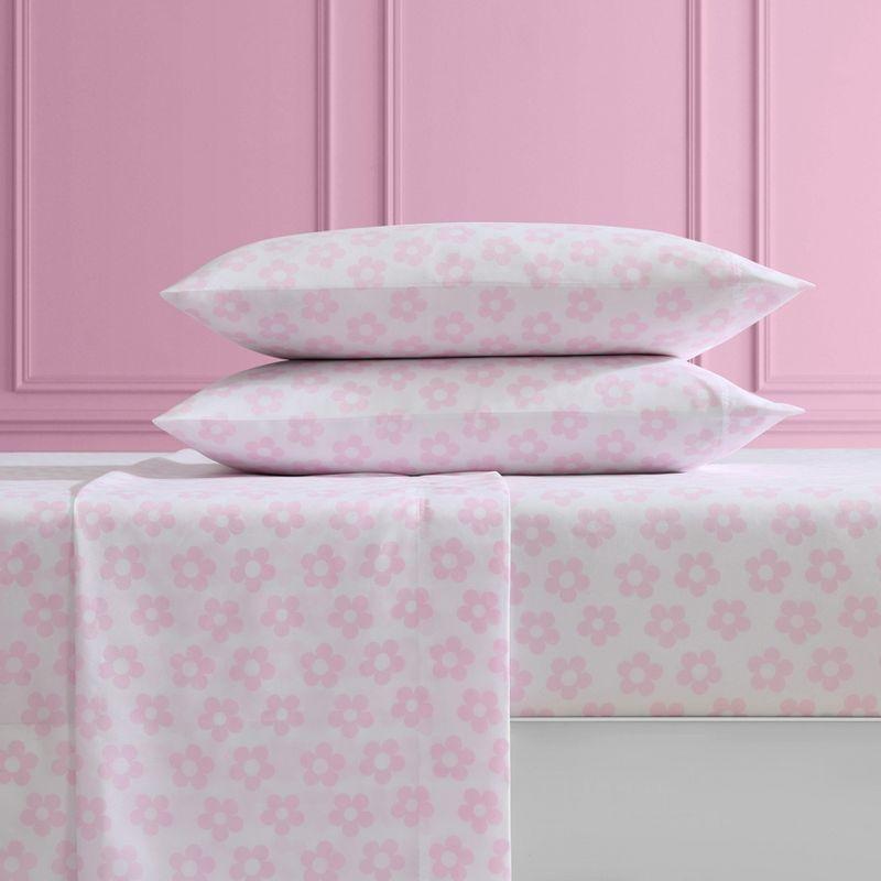 Betsey Johnson Retro Daisy Pink King Sheet Set
