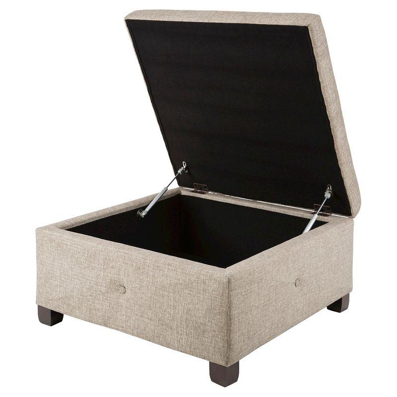 Della Button Tufted Square Storage Ottoman