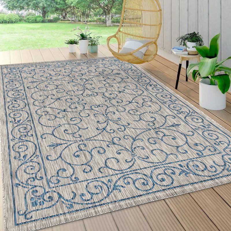 Charleston Vintage Filigree Textured Weave Indoor/Outdoor Area Rug  - JONATHAN Y