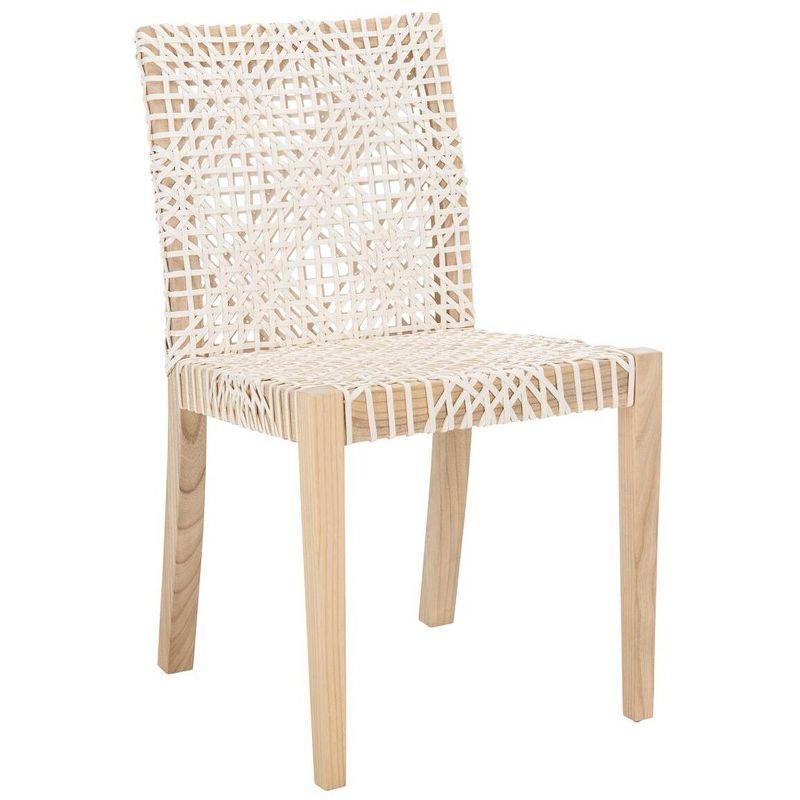 Tyria Leather Dining Chair (Set Of 2) - White/Natural - Safavieh.