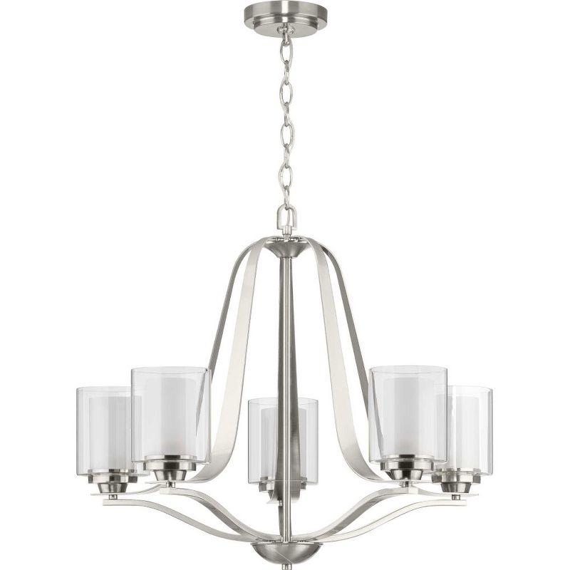 Progress Lighting Kene 5-Light Chandelier, Brushed Nickel, Etched Glass Shades