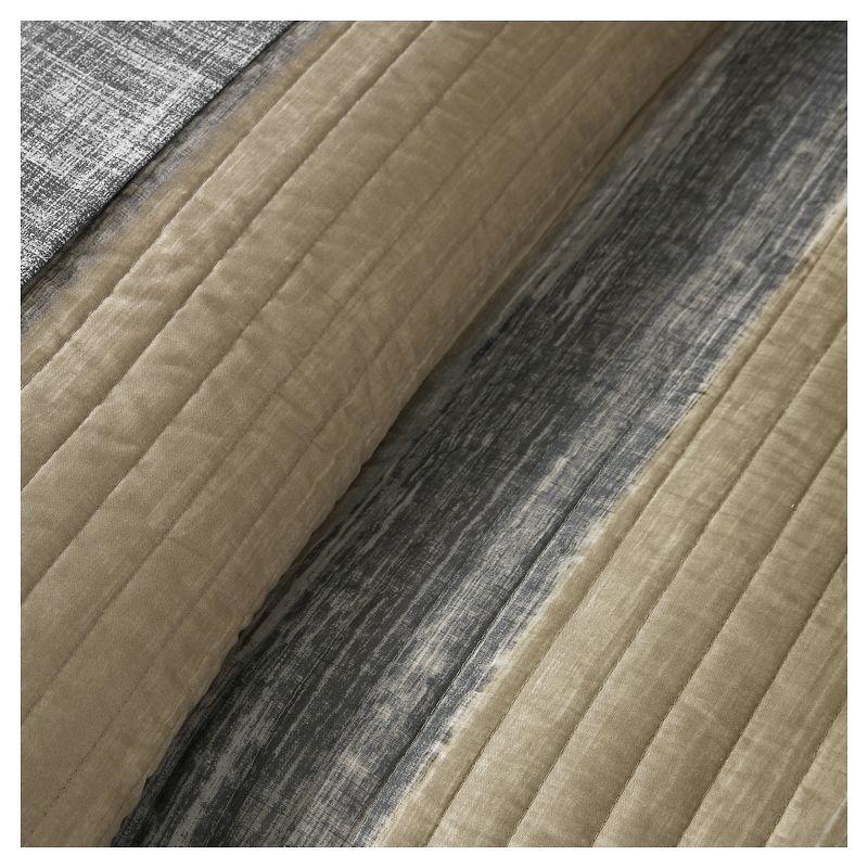 Taupe Twin Reversible Microfiber Quilt Set with Decorative Pillow