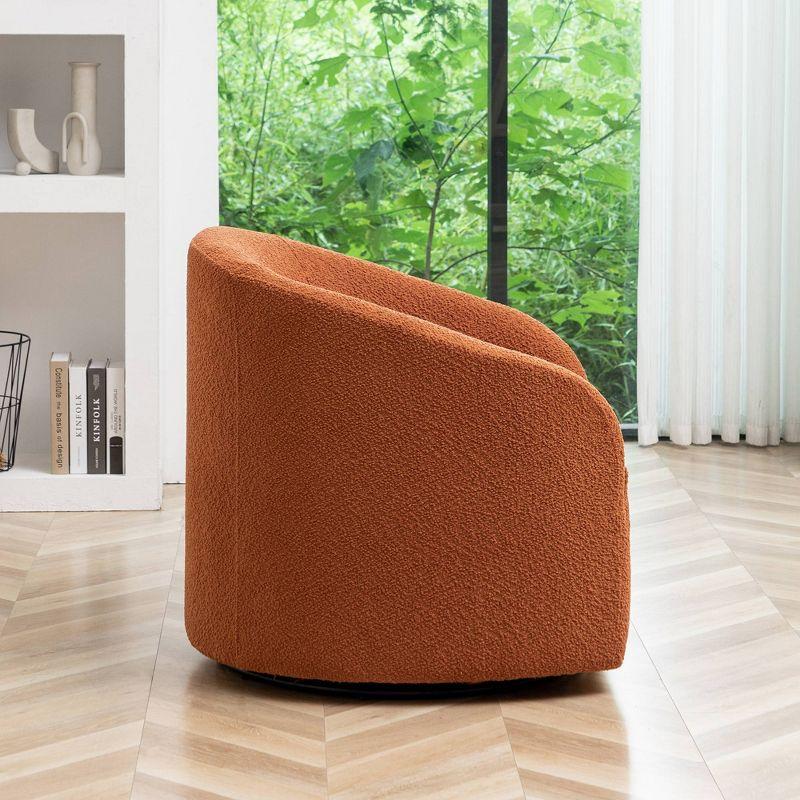 32" Wide Boucle Upholstered Swivel Barrel Chair - Kinwell