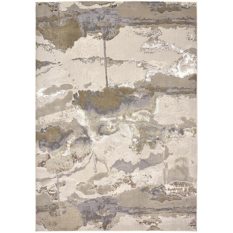 Aura Gray and Gold Abstract 6'7" x 9'6" Area Rug